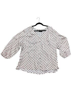 Lane Bryant Silky Soft Viscose Rouleau Button Blouse 22/24 Ruffle V-Neck Collar